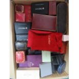 A large quantity of empty jewellery, silver and watch boxes and pouches, including examples by