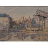 English School 20th CenturyThe Mill Pond, Cambridgesigned in pencil 'J Sutton (?)' (lower right)