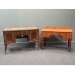 A Victorian mahogany kneehole dressing table 79 x 106 x 50cm and a mahogany leather inset kneehole