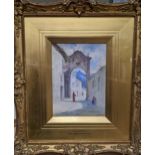 John MacWhirter (1839-1911)street scene with figures, Gravellona, Italysigned 'MacW' (lower right)