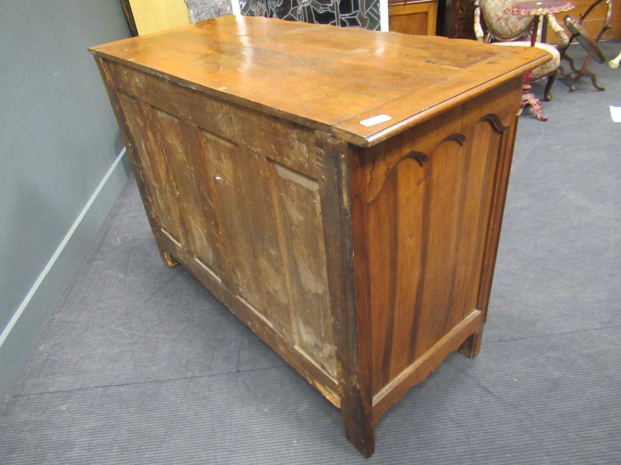 A 19th century French walnut side cabinet, the shaped top above two cupboard doors, 95 x 138 x 63cm - Image 6 of 6