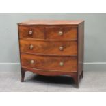 A Regency bowfront chest, 90 x 90 x 50cmDrawer measurements:two small drawers 14.5c high and 41cm