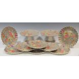 A 19th century Copeland pottery dessert service, comprising two comports and eight plates