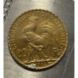 French gold 20 Francs coin 1914, (mark near rim) 6.5g