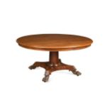 A Regency mahogany circular pedestal dining table,