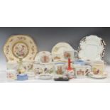 A large collection of Royal commemorative mugs and plates together with various other ceramics (