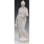 A Parian figure of Hebe the cup bearer, After Bertel Thorvaldsen, 38cm high