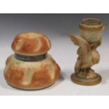 A Royal Worcester preserve pot in the form of a bread roll and a Royal Worcester vase modelled as an
