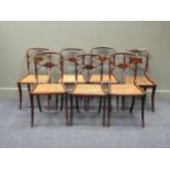 A set of four Regency caned dining chairs with ropetwist backs and sabre legs, a pair of chairs of