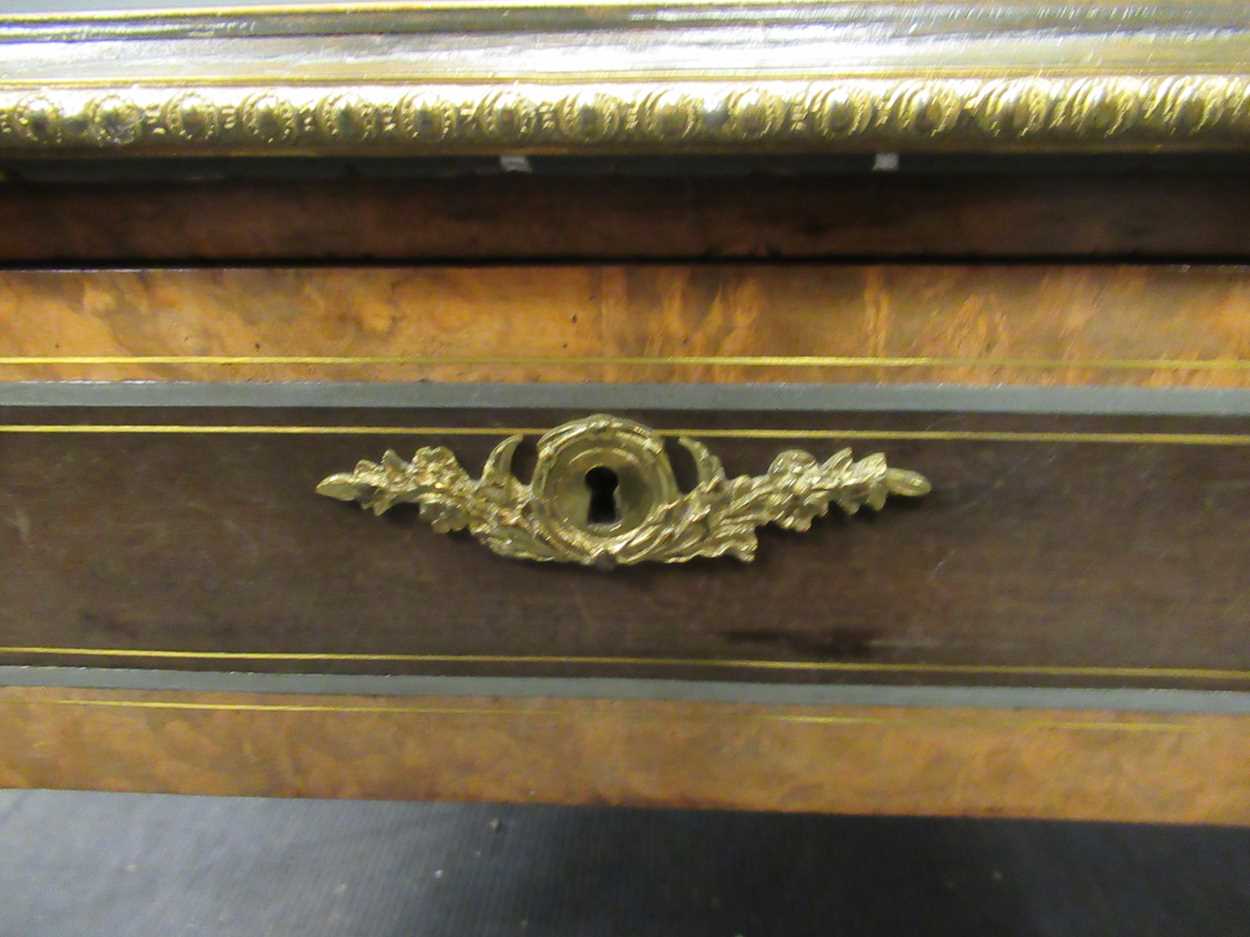 A Louis XV style writing table with three drawers on cabriole legs with gilt brass mount details, 80 - Image 11 of 13
