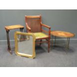A neo-classical style marquetry mahogany and gilt metal oval occasional table on faux bamboo legs,52