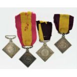 Four Indian Army three years temperance medals, (three with ribbons); a two-years temperance