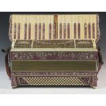 A Frontalini rose Lustre 60 button piano accordion embellished with rhinestones in black case AF