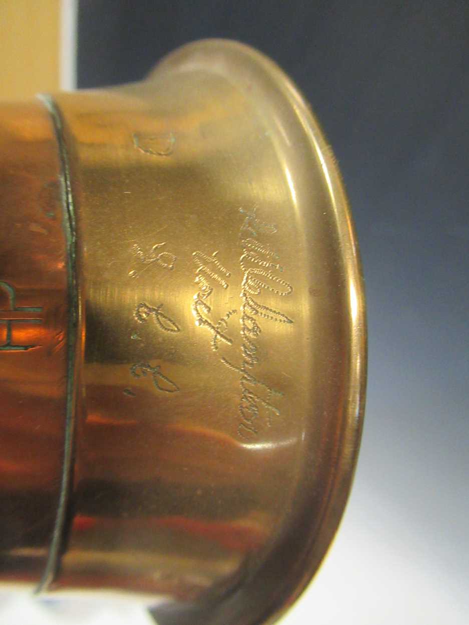 A Connaught Rangers crested copper bugle, stamped 'Potters Aldershot' and marked 'Littlehampton - Image 3 of 4