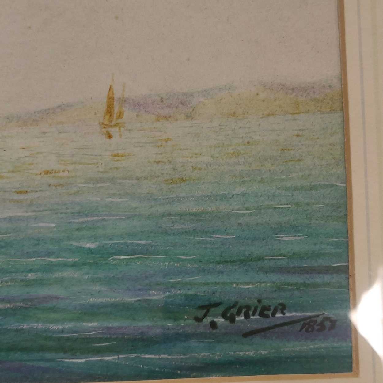 J. GrierSailing ship at sea signed and dated 'J. Grier 1857' (lower right)watercolour, pen and ink - Image 9 of 10