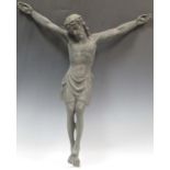 A large bronze model of Christ crucified, 76cm high 62cm wide