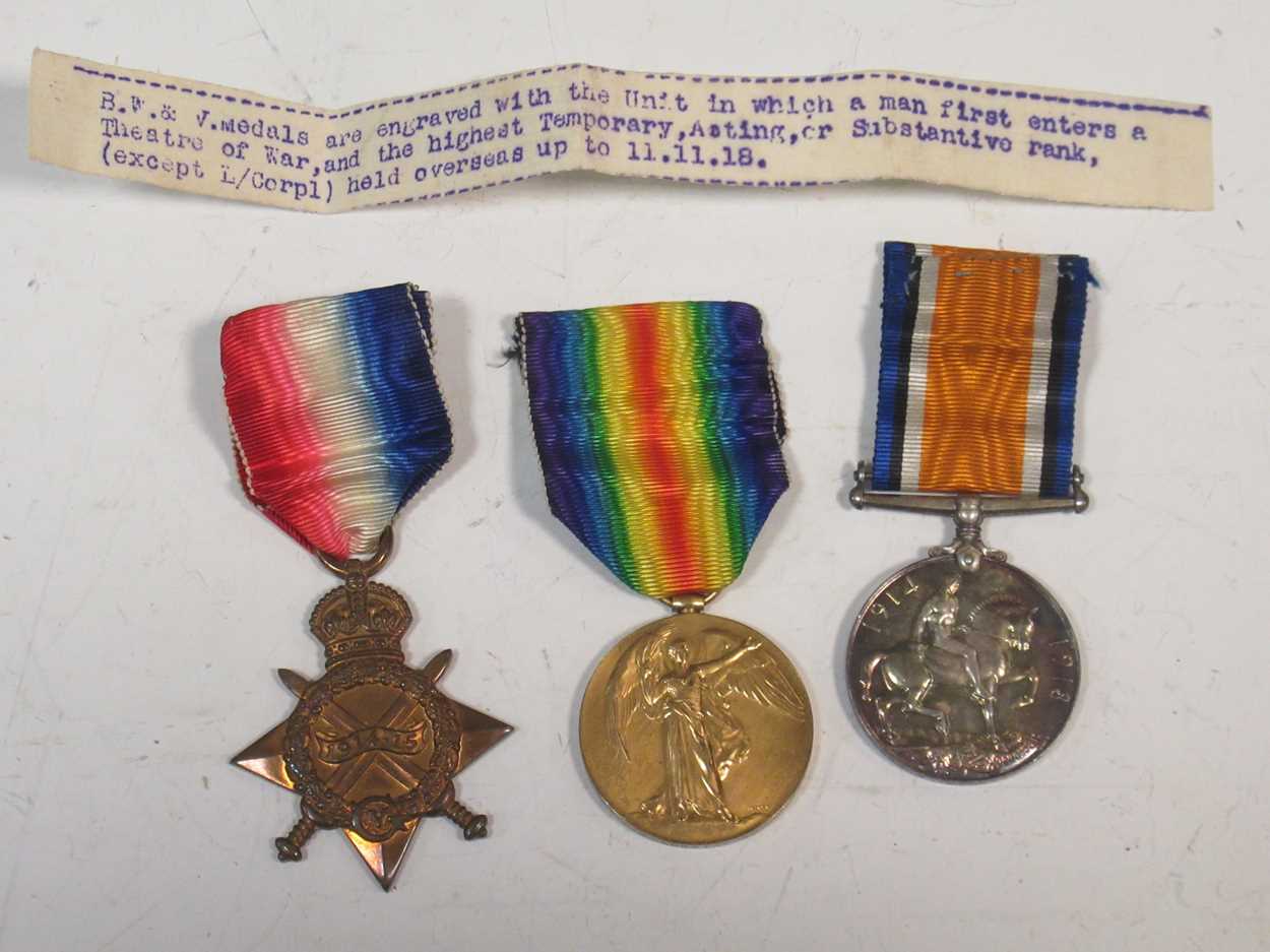A World War I medal trio awarded to 602 Pte W. J. Morris of Army Cycling Corps