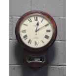 Mahogany drop dial wall clock, 19th century, single fusee, dial marked 'J. Philpot Bardfield',