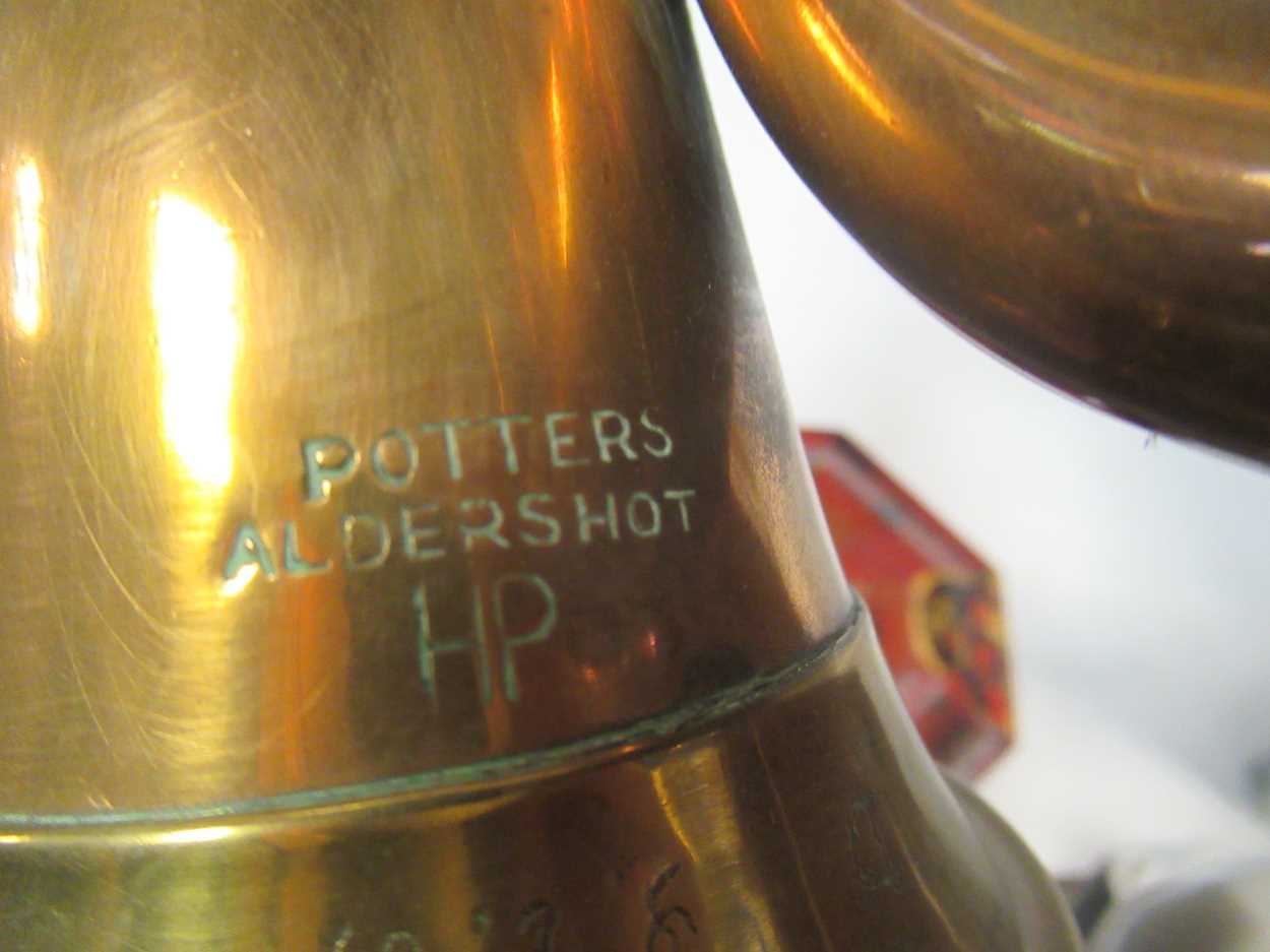 A Connaught Rangers crested copper bugle, stamped 'Potters Aldershot' and marked 'Littlehampton - Image 2 of 4