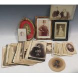 A collection of a quantity of 19th century carte-de-visite, and cabinet cards and small framed