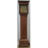 An 18th century longcase clock, the fruitwood case with 30 hour 11inch brass dial movement