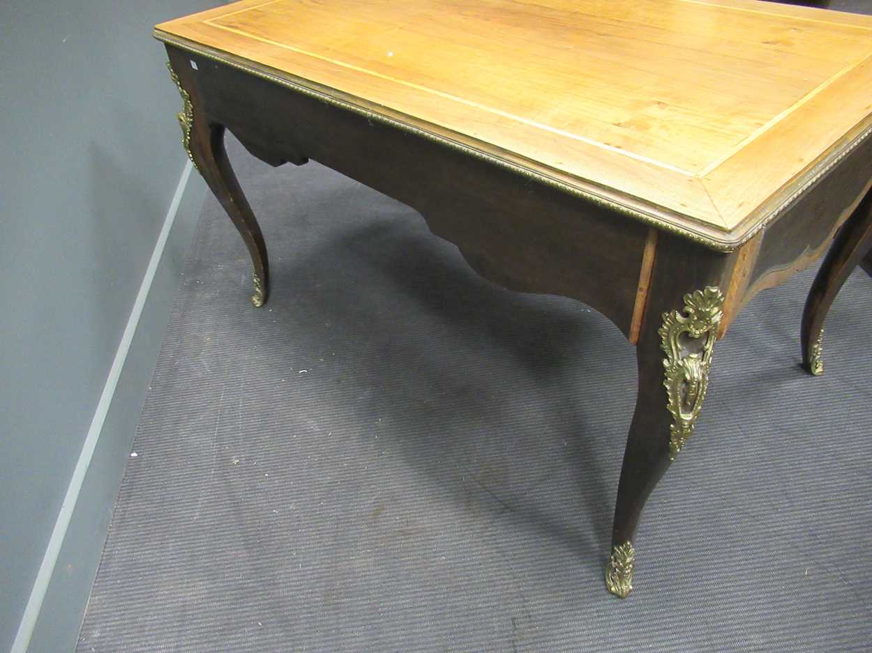 A Louis XV style writing table with three drawers on cabriole legs with gilt brass mount details, 80 - Image 5 of 13