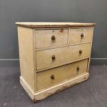 A 19th century painted pine chest of drawers in original paint 83 x 92 x 47cm