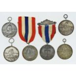 A collection of six commemorative Victoria 'Empress of India' medals, two with ribbons and one