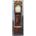 A 19th mahogany long case clock, the painted arched dial depicting a martime scene. D. Shaw,