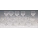A suite of Waterford Colleen pattern glasses, to include six whiskey tumblers, six red wine glasses,