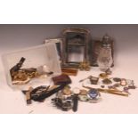 A quantity of miscellaneous items, including a silver photograph frames, jewellery, watches, etc