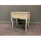 A 19th century French white painted planter, the rectangular trough with caned sides raised on