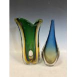 Two mid 20th century Murano glass vases, tallest 32cm high