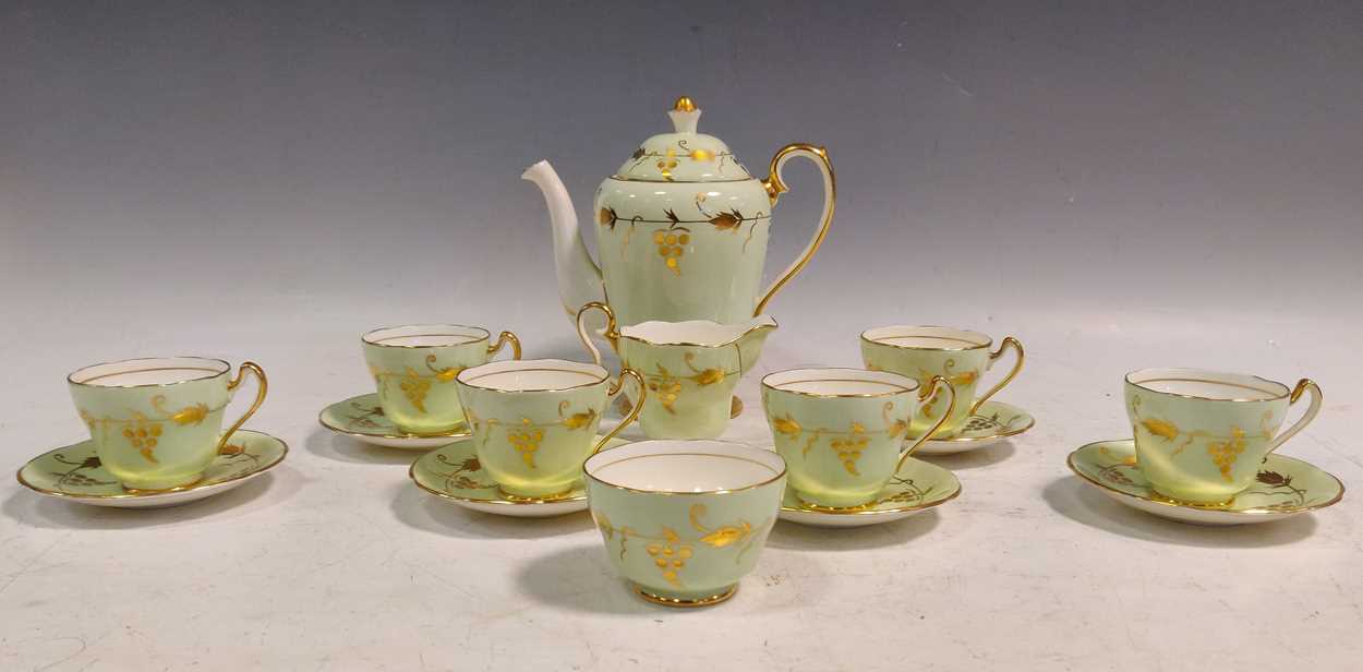A Royal Crown pottery Trentham coffee service, light green, to include a coffee pot, a milk jug, a - Image 3 of 3