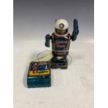 Masudaya Space Commando Astronaut - Japanese toy tin astronaut with battery control box, 19.5cm