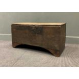 A 17th century and later oak sword chest on bracket feet, 46 x 89 x 35cmProvenance:Property of a