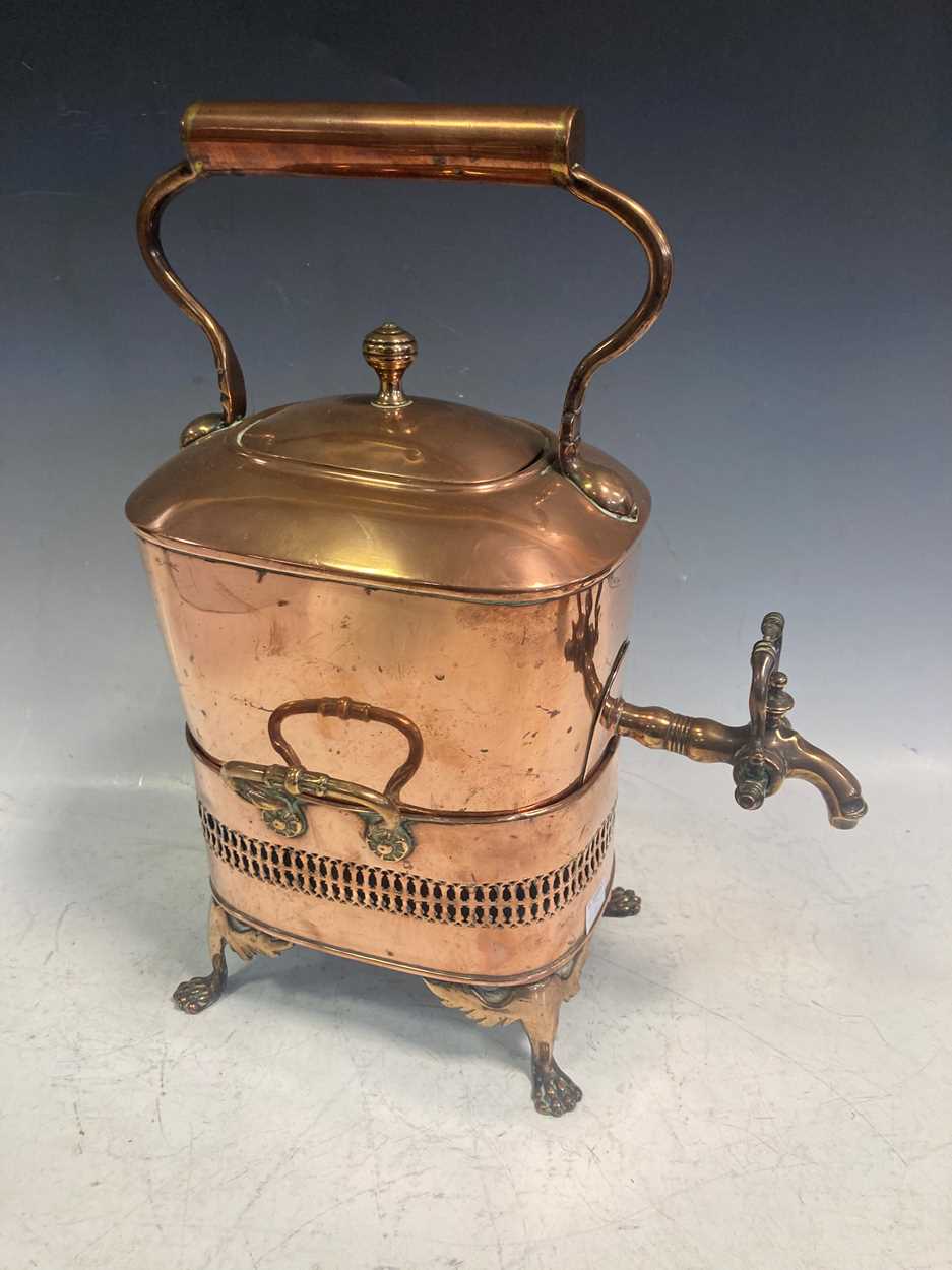 An early 20th century copper kettle on stand, 38 x 30 x 18cm