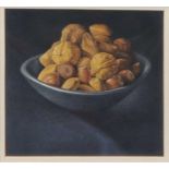 Dylan Waldron Three fruit and nut still life studiesinitialled 'DW' (lower right) watercolour on