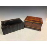 An Anglo-Indian coromandel work box, 12 x 33 x 22cm, and an amboyna table casket, 17 x 30 x 20cm