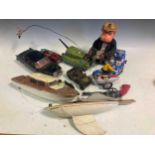 Tinplate toys. Japanese (probably Cragstan) model black Mercedes Benz 220S with winder handle in the