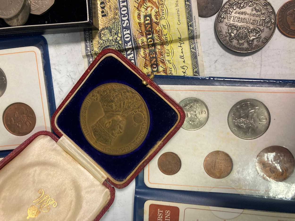 A 1911 Coronation medal, cased, Turkish Crimea medal 1855, and various mainly GB coins, most - Image 4 of 7