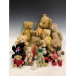 A collection of various mid-20th century and later stuffed bears, to include bears by Russ and