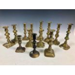 A quantity of 19th century and later brass candlesticks (13)Provenance:Property of a collector,