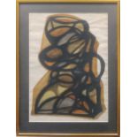 Abstract in Brown and Goldsigned indistinctly '(E/L?)angley-(Watt/Webb?) (lower right)watercolour