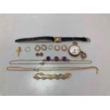 A collection of jewellery and other sundry items to include, a hallmarked 9ct gold stone set