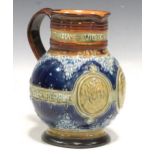 A Doulton Lambeth Queen Victoria pottery jug, 18.5cm high