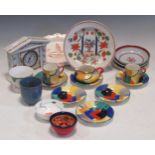 A Grays Pottery hand-painted Art Deco coffee can and saucer, milk jug, coffee can and other saucers,