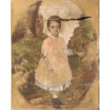A collection of 7 pictures to include: oil portrait of a girl, damaged;The Hunting Stud print; After