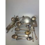 A collection of assorted silver flatware, 71.5ozt, together with a silver trinket box, hand mirror