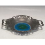 A Liberty Tudric pewter and enamel dish, No. 0287, 4 x 29 x 22cm